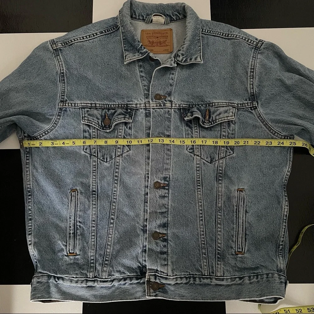 Vintage Levi’s Denim Jacket Harley Davidson Patch Size Large Trucker Streetwear - Picture 11 of 12